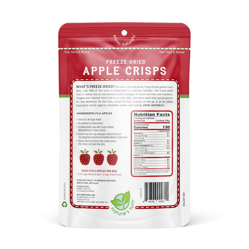 Pack 12 (1.2 oz Nature's Turn Freeze-Dried Fruit Snacks Peach and Apple, of Each)
