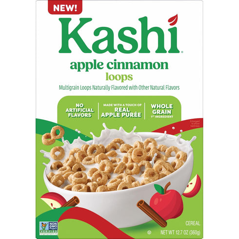 12.7oz (1 Kashi Breakfast Cereal, Whole Grain, Fiber Cereal, Apple Cinnamon Loops, Box Box)