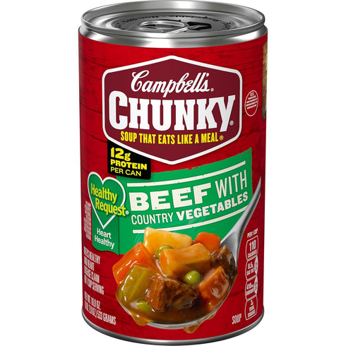Campbells Chunky Healthy Request Soup, Beef Soup with Country Vegetables, 18.8 Oz