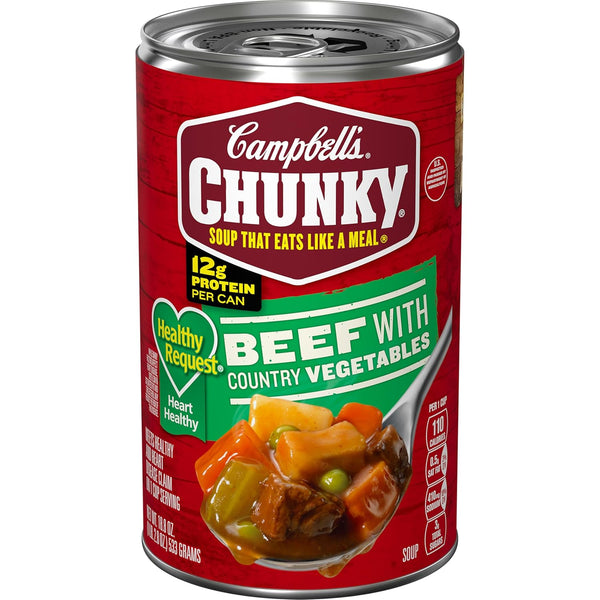 Campbells Chunky Healthy Request Soup, Beef Soup with Country Vegetables, 18.8 Oz
