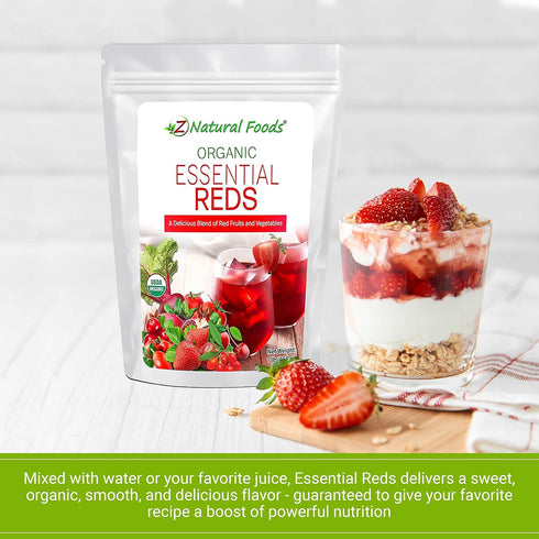 10 1 lb Z Natural Foods Organic Essential Reds, Organic Juice Powder, Super Blend of Red Fruits and Vegetables