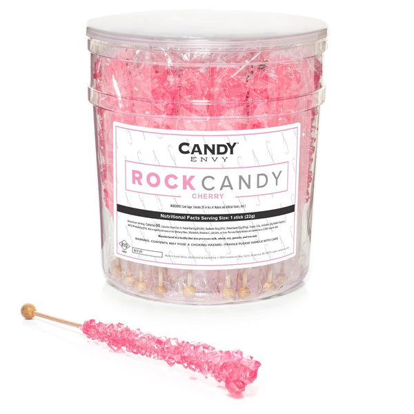 Light Pink Rock Candy Sugar Sticks - Cherry Flavored - 36 Individually
