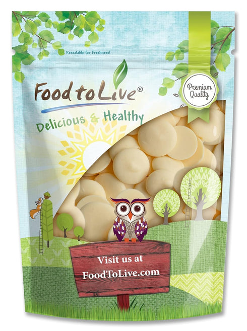 Food to Live Raw Cacao Butter Wafers, 8 Ounces Pure, Cold-Pressed, Unfiltered,
