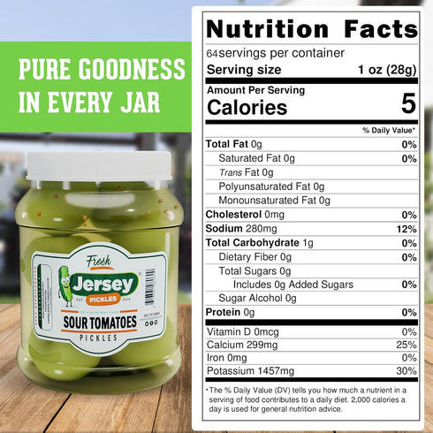 Jersey Pickles - Sour Pickled Tomatoes (Half Gallon) Pickled Vegetable Handcrafted Gourmet Tomatoes for Sandwiches