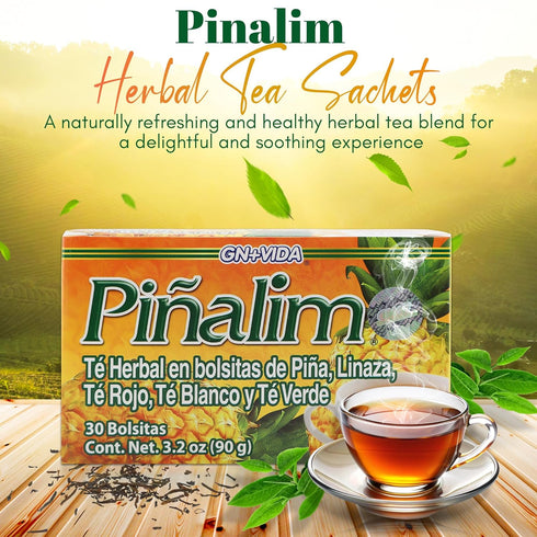 PIALIM 30 GN + VIDA Pinalim Tea | Pineapple Based Tea Containing Red Tea, Green Tea, White Tea and Senna Leaf | Tea