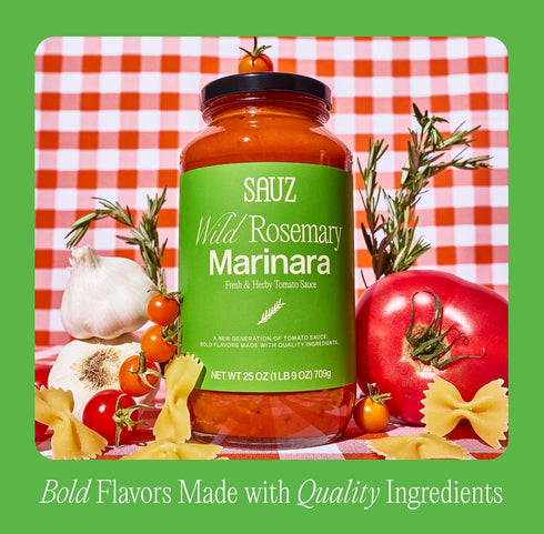 24 (25oz 4-Pack) Sauz Wild Rosemary Marinara Sauce | Clean Ingredients, No Seed Oils, Gluten-Free | Fresh & Earthy