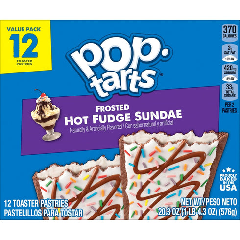 20.3oz (12 Pop-Tarts Toaster Pastries, Breakfast Foods, Kids Snacks, Frosted Hot Fudge Sundae, Box Pop-Tarts)