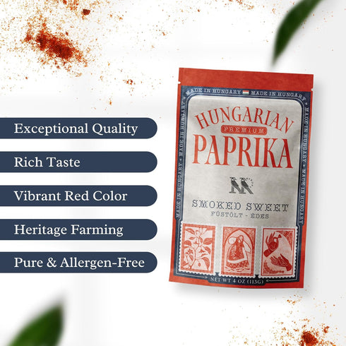 (4 oz) Premium SMOKED SWEET Hungarian Paprika Powder - Non-GMO - Vibrant Deep Red Color - Origin: Szeged Region