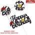 Black Glitter Mario Cake Topper - Happy Birthday Cake Decoration for Video Game Themed Kids Party