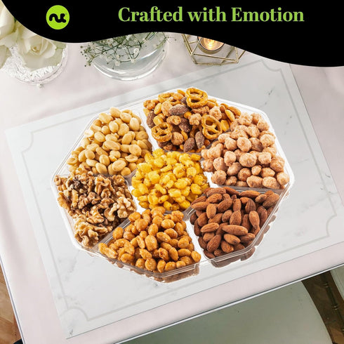 (7 1 LB) Package, NUT CRAVINGS - Easter Mixed Nuts Gift Basket + Green Ribbon Classic Assortments, Treats for Adults