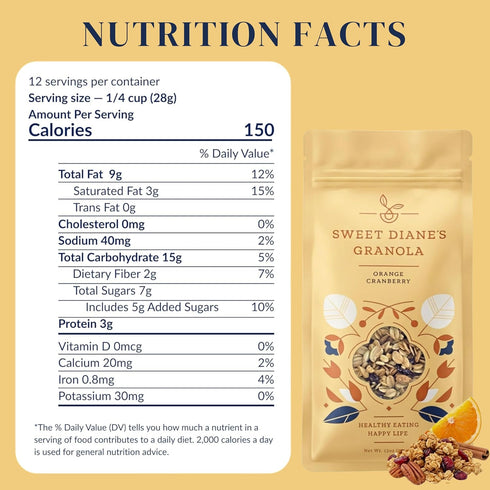 Sweet Diane's (12 oz): Sweet Dianes Granola Standard Size Organic, Low-Sugar, High-Fiber, Gluten-Free, Vegan, Delicious