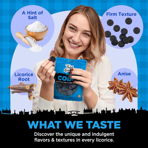 Gustaf's Salted Dutch Licorice Coins, 5.2oz Bag of Salty Black Licorice Treats from Netherlands