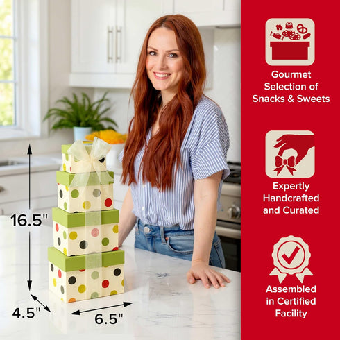 Broadway Basketeers Mother's Day Tower, gift basket with Sweet & Savory Treats, Thank You Gift for Mom, Birthdays
