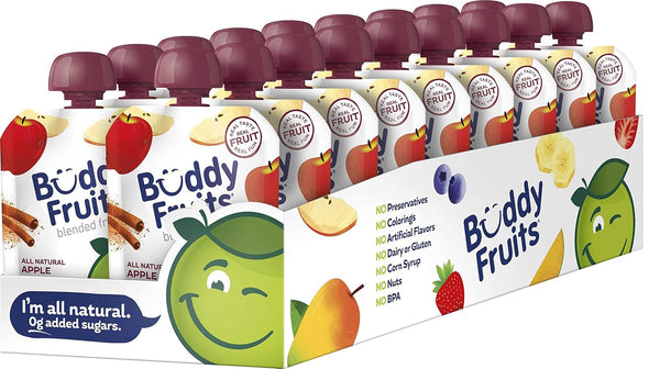 Buddy Fruits Snacks To Go Cinnamon Unsweetened Applesauce 3.2oz Pouch (18pk) Gluten-Nut-Dairy-Preservatives-BPA