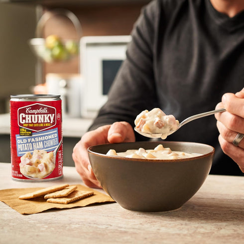 18.8 Oz Campbells Chunky Soup, Old Fashioned Potato Ham Chowder, Can
