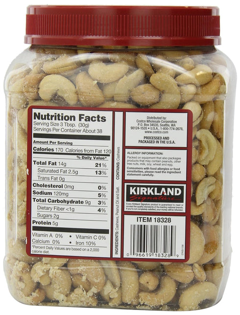 KIRKLAND 40 Signature's Cashews, Ounce