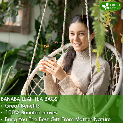 40 100% FreshDrinkUS, Premium Banaba Tea Bags, Natural & Pure from Banaba Leaves. Loose Leaf Banaba Herbal Tea. No