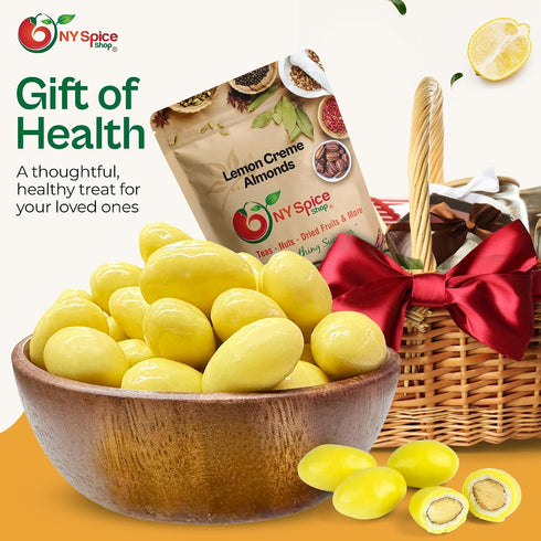3 NY Spice Shop Lemon Creme Chocolate Covered Almonds - Pound Candied Creamy Crunchy Flavored Almonds Bulk For Birthday