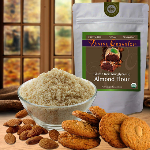 Divine Organics 16 oz Organic Almond Flour Powdered Gluten Free Non-GMO