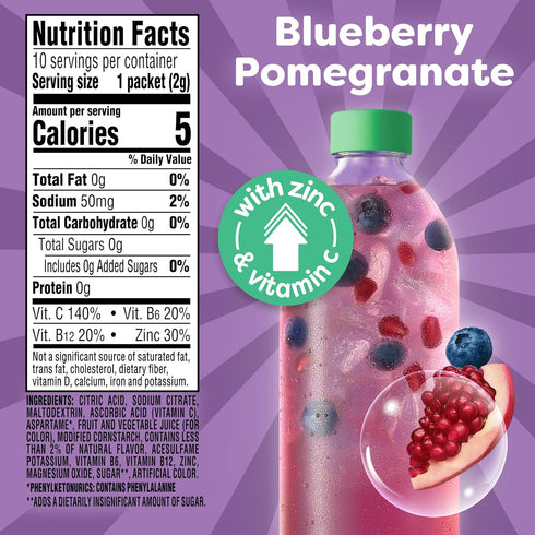 Immunity .07 oz Packets, 10 Crystal Light Support Blueberry Pomegranate naturally flavored with other natural flavor