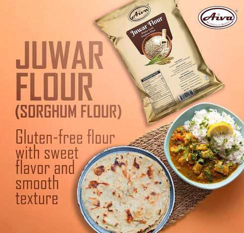 (2 LB Aiva Sorghum Flour | Juvar Juwar Flour Bulk) Premium flour for Cooking, Baking, Sirtfood