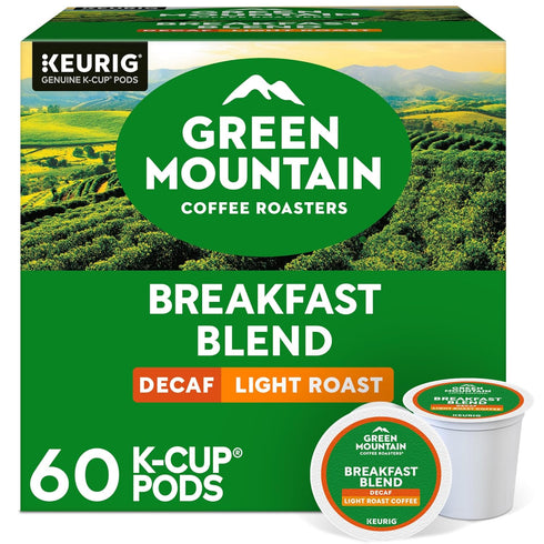 Green Mountain Coffee Roasters Breakfast Blend Decaf, Keurig Single Serve K-Cup Pods,
