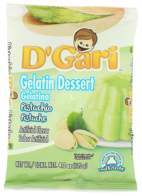 D'Gari D GARI PISTACHIO GELATIN MIX REGULAR SUGAR LEVEL PLASTIC BAG 4.2 OZ