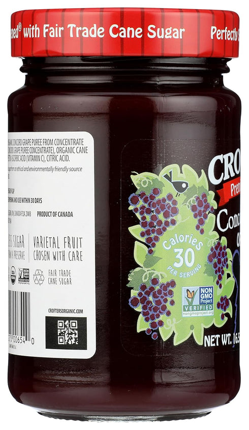 Crofters 16.5 Oz Organic Concord Grape Premium Spread, Jar