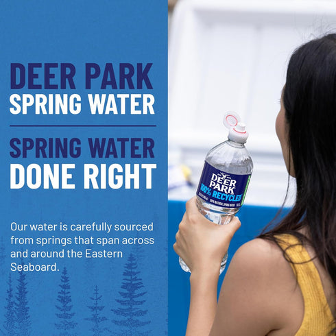 6 Pack 23.7 Oz Deer Park Spring Water, - Crisp Refreshing Taste - Fl Sports Bottle with Flip Cap