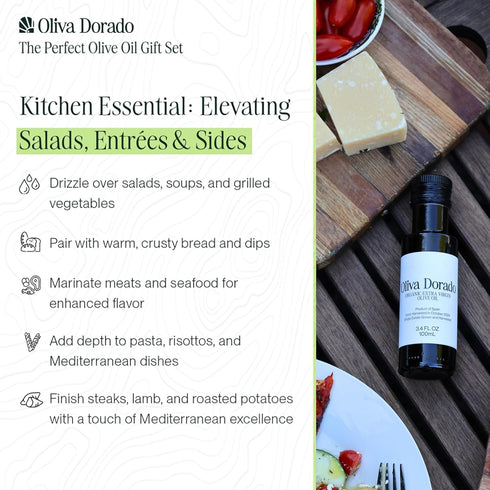 (100mL, 3-Pack), 100% Set (3-Pack) Oliva Dorado Glass Mini Olive Oil Bottles Unrefined & Cold Pressed Organic Extra