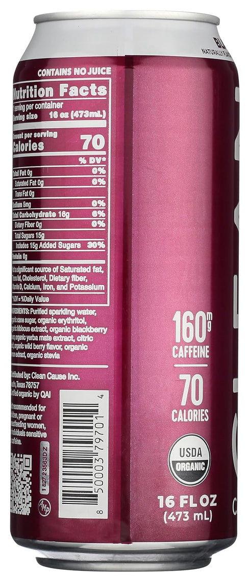 16 Oz Clean Cause, Yerba Mate Blackberry Organic, Fl