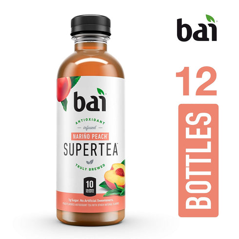 18 12 count Bai Iced Tea, Narino Peach, Antioxidant Infused Supertea, Crafted with Real Tea (Black Tea, White Tea)