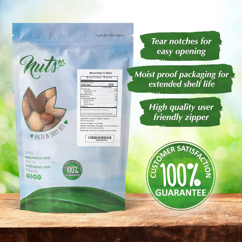 |Packed (2 LBS) NUTS U.S. Mixed Nuts In Shell (Almonds, Walnuts, Hazelnuts, Pecans, Brazil Nuts) | No Added Colors