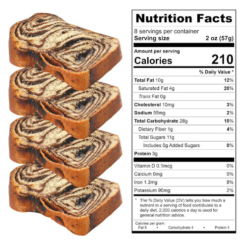 1 lb, Pack 1 Reisman's Bakery Chocolate Babka Cake, Fresh Dessert, Nut-Free and Dairy-Free Chocolate Cake, OU