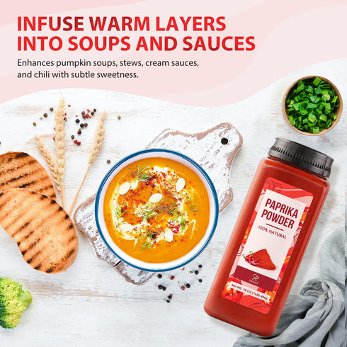 16 oz (Pack 1), Soeos Paprika Powder, of Sweet Paprika Seasoning for Marinade, Cooking, Grilling, Dipping, Perfect