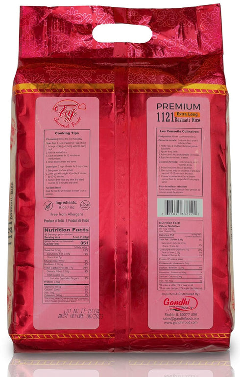TAJ Gourmet Foods 1121 10lbs TAJ Premium Basmati Rice, Extra Long Grain Basmati Rice from India |