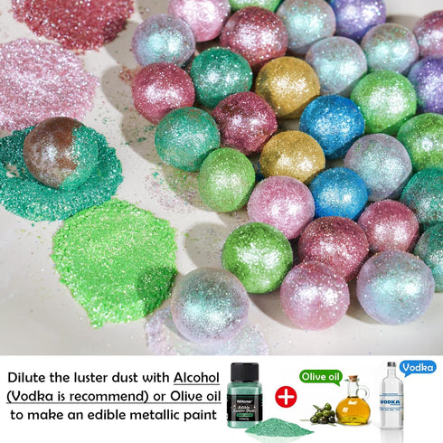 Glimmer Glimmery 0.35oz/10g) NiHome Edible Food-Grade Glitter Powder Luster Dust Metallic Fancy Food Decorating