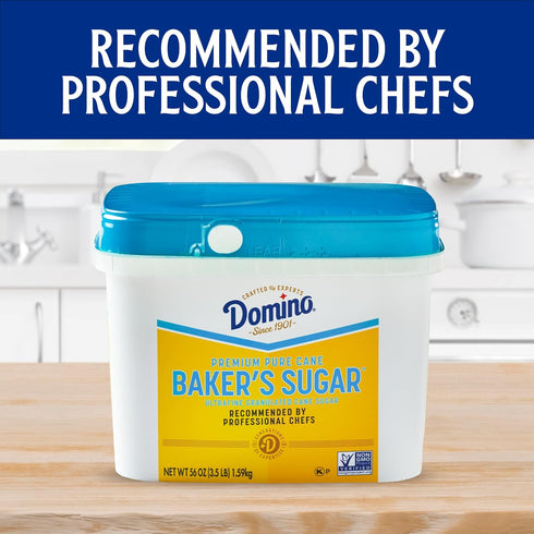 3.5 lb (Pack 2) Domino Pure Cane Ultrafine Granulated Baker's Sugar, Easy Baking Tub of - Includes Bonus Recipe Card