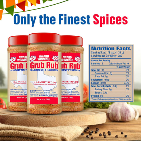 Grub Rub BBQ Seasoning & Meat Rubs for Smoking, Award Winning Family Recipe for Pork, Steak, Brisket, & More