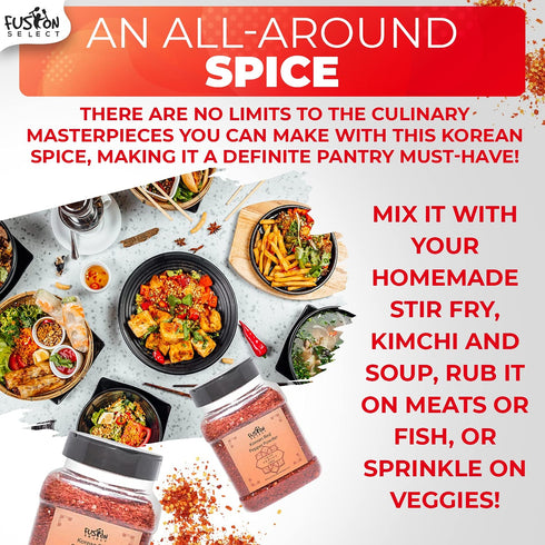 Fusion Select Korean Premium Non-GMO Gluten Free Red Chili Pepper Flakes Powder, Crushed Red Pepper Premium Gochugaru