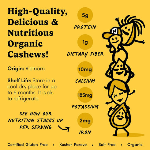 2 Nuts.com Raw Organic Cashews Healthy Snack for Adults & Kids, Creamy & Buttery Flavor, Good Source of Protein, Iron