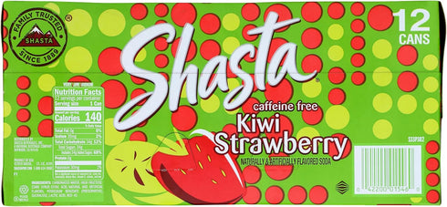 12-Pack 12oz Shasta Kiwi Strawberry | Sweet Strawberry Meets Tart Kiwi | Caffeine-Free Soft Drink | of Cans | Fruity