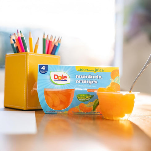 100% 4oz 24 Dole Fruit Bowls Mandarin Oranges in Juice Snacks, Total Cups, Gluten & Dairy Free, Bulk Lunch Snacks