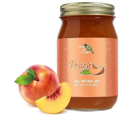 Green Jay Gourmet Peach Jam - All-Natural Fruit Jam with Peaches &