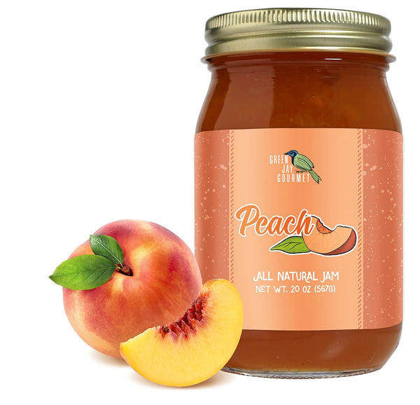 Green Jay Gourmet Peach Jam - All-Natural Fruit Jam with Peaches &
