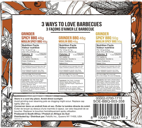 Set 3, 5.2oz(146g), Set, Set, Soeos Spice Seasoning of With Integrated Grinders, Salt and Pepper Grinder Pure and Fresh