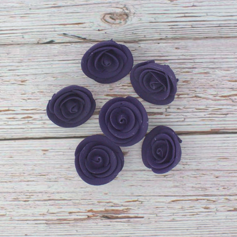 12 Count Global Sugar Art Edible Kosher Royal Icing Deep Violet Medium Roses for Cake and Cupcake Decorating by Chef