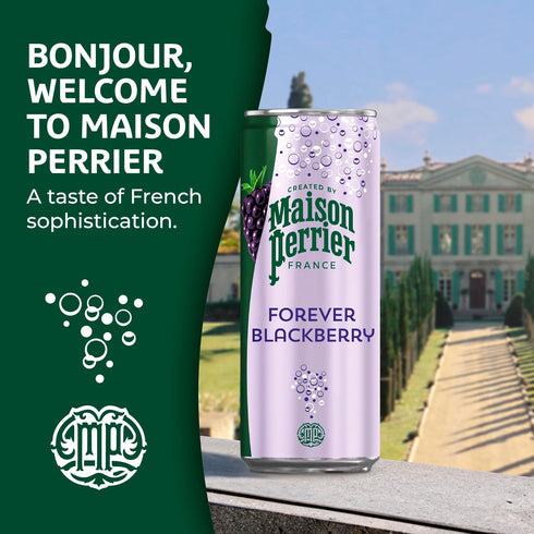 11.15 Oz 8 Count, 3 Pack Maison Perrier Forever Blackberry Flavored Sparkling Water, Fl Cans