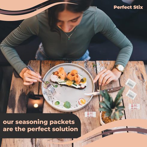 Perfect Stix Salt and Pepper Packets - 200 Packets Combo, 100 of Each