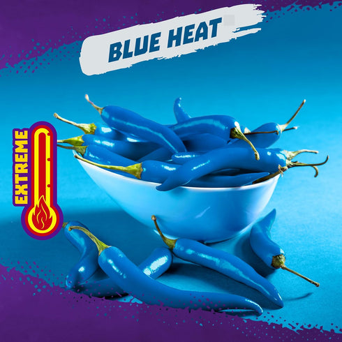 Multipack 14 9.9 Takis Blue Heat Rolled Tortilla Chips, Hot Chili Pepper Flavored, Box with Bags of Ounces